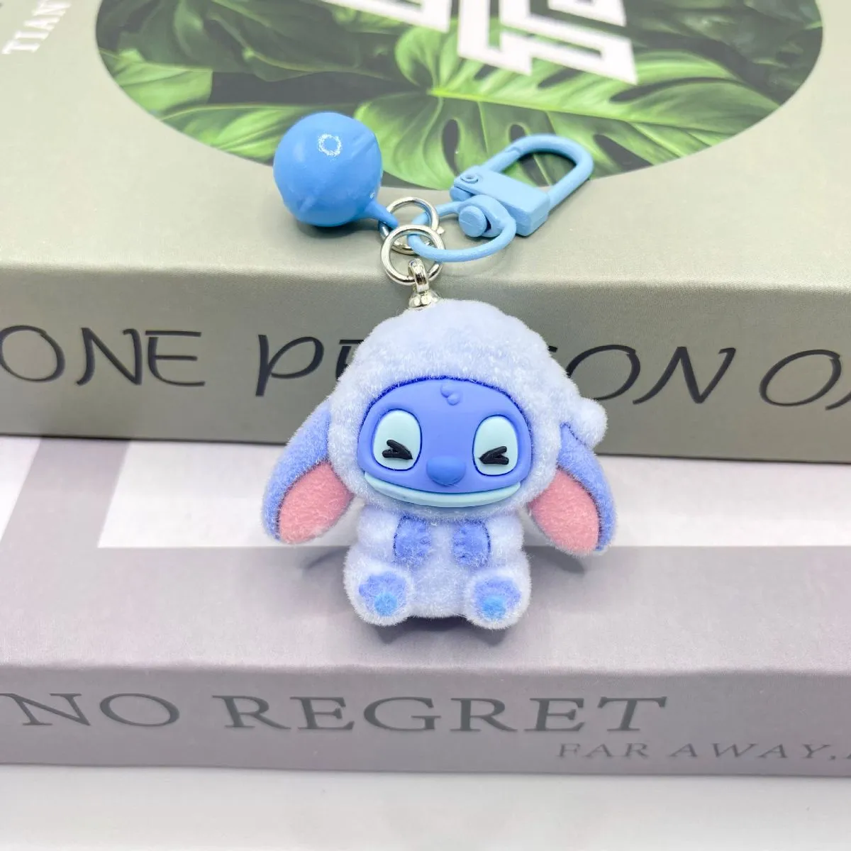 Flocked Stitch Cartoon Keychain – Cute Silicone Doll Keyring, Creative Bag & Car Key Charm Pendant, Small Gift for Fans